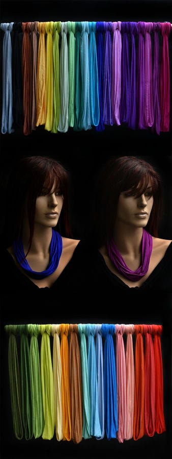 ronde zijden jersey sjaaltjes in alle kleuren te verven