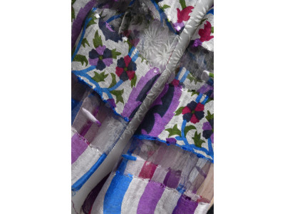 Bohemian Chic zijden sjaaltje, paars, blauw. fuchsia