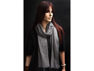 Cashmere sjaal, uniseks, bruin en blauwgrijs
