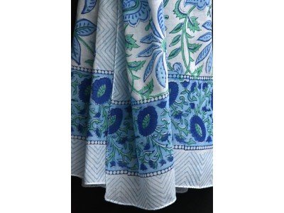 Katoenen blockprintsjaaltje, blauw, groen en wit