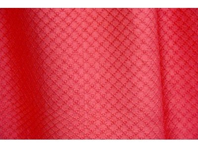 Rood roze zijden sjaal met franjes, jacquard