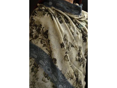 Wollen sjaal of stola, vintagelook, oudblauw, vintagegroen, pastelgroen