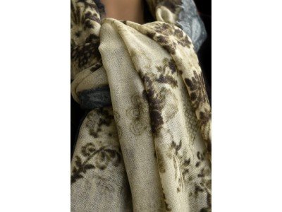 Wollen sjaal of stola, vintagelook, oudblauw, vintagegroen, pastelgroen