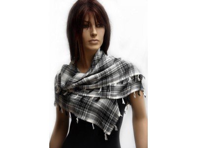Vierkante zwart wit sjaal, viscose