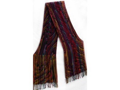 Viscose boho, casual sjaal voor onder een jas, paars, roze, blauw, oranje en rood