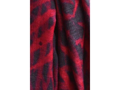 Wollen sjaal of stola, rood, bordeaux en taupe