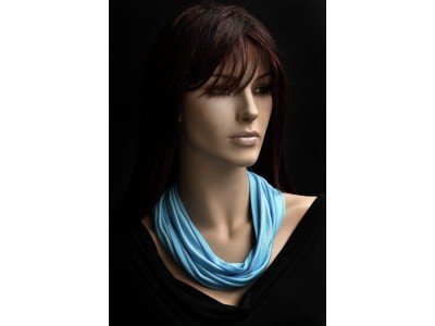 Rond zijden jersey sjaaltje, licht classic blue turquoise, dikste kwaliteit