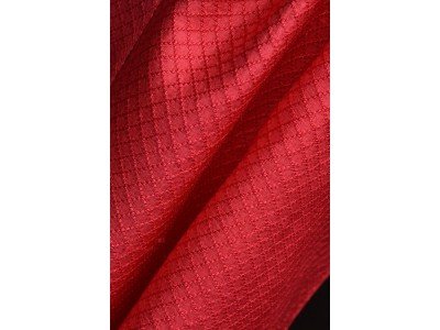 Rood roze zijden sjaal met franjes, jacquard