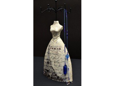 Handmade design brillenkoordje blauw, kralen, asymetrisch
