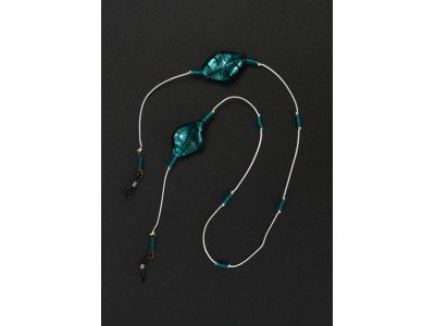 Handmade design brillenkoordje, turquoise kralen