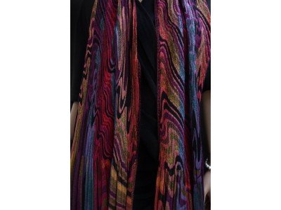 Viscose boho, casual sjaal voor onder een jas, paars, roze, blauw, oranje en rood