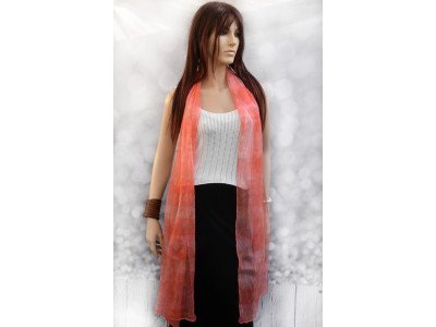 Puur zijden chiffon sjaal, roze, zalm, wit, extra lang