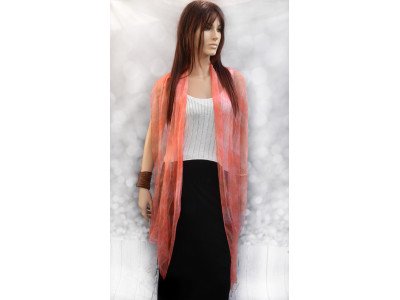 Puur zijden chiffon sjaal, roze, zalm, wit, extra lang