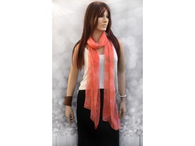 Puur zijden chiffon sjaal, roze, zalm, wit, extra lang