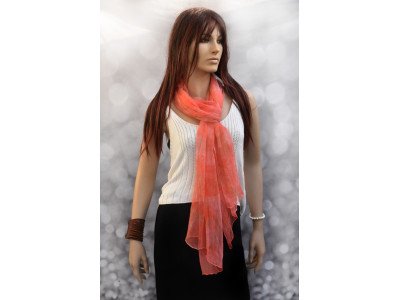 Puur zijden chiffon sjaal, roze, zalm, wit, extra lang
