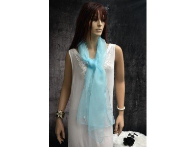 Elegante organza zijden sjaal, waterspout, pastel turqouise
