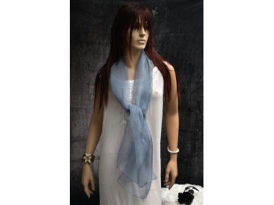 Elegante organza zijden sjaal, chiseled stone, middengrijs