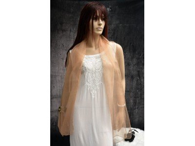 Elegante organza zijden sjaal, autumn blonde, zalm..