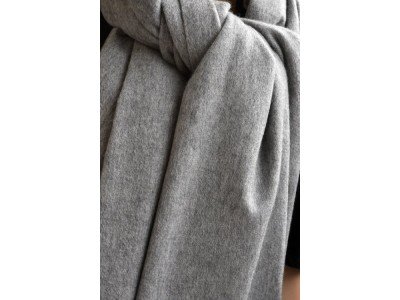 Echte dikke wollen cashmere sjaal met franjes, grijs, uniseks