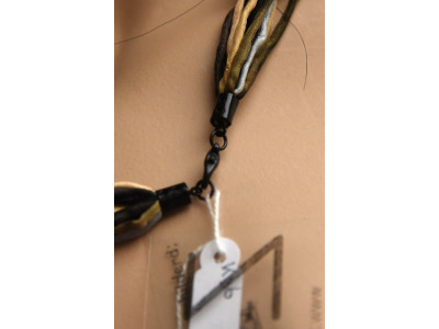 Echte zijden handgeschilderde zijden ketting, bruin, beige, zwart en grijs