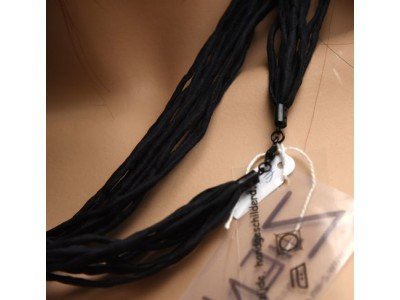 Echte handgeschilderde zijden ketting, zwart, zwarte sluiting, effen