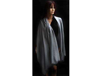Echte pashmina sjaal of stola XL, grijs