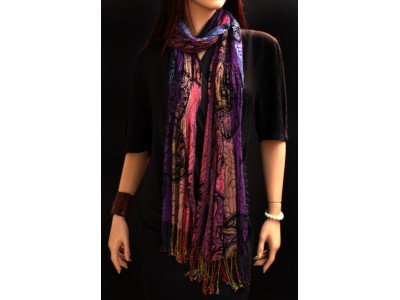 Elastische viscose sjaal voor onder een jas, blauw, paars, roze etc