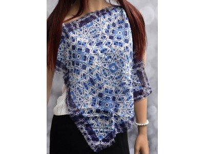 Klein katoenen sjaaltje, blauw wit 